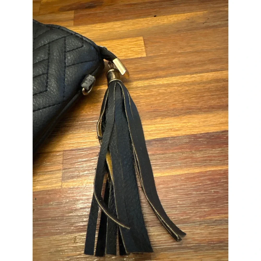 Yoki Clutch Bag Women Small Black Good Quilted Tassel Faux Leather Evening